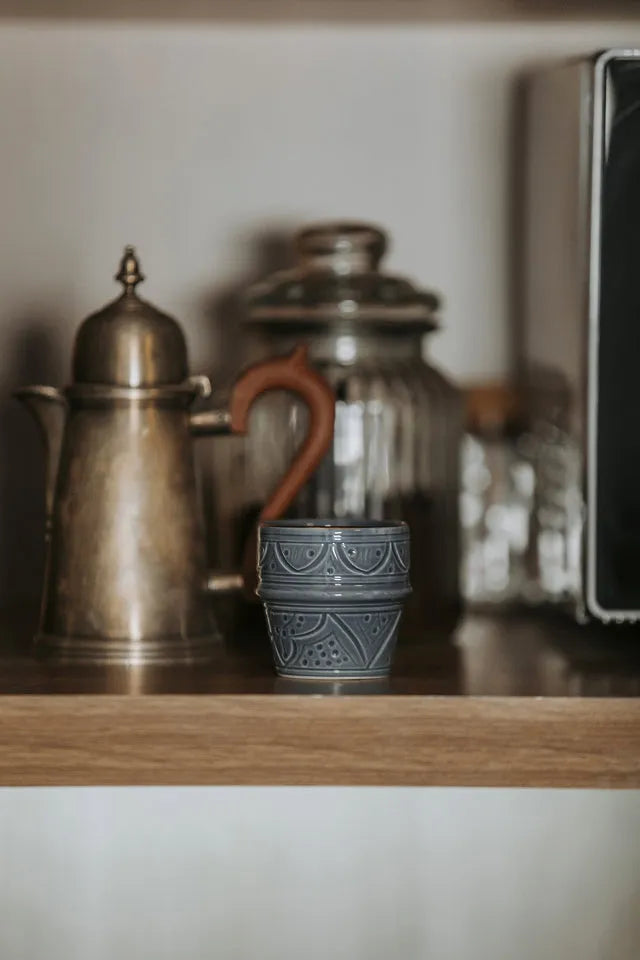 Small Coffee Cup - Blue Stone Gold Imprint