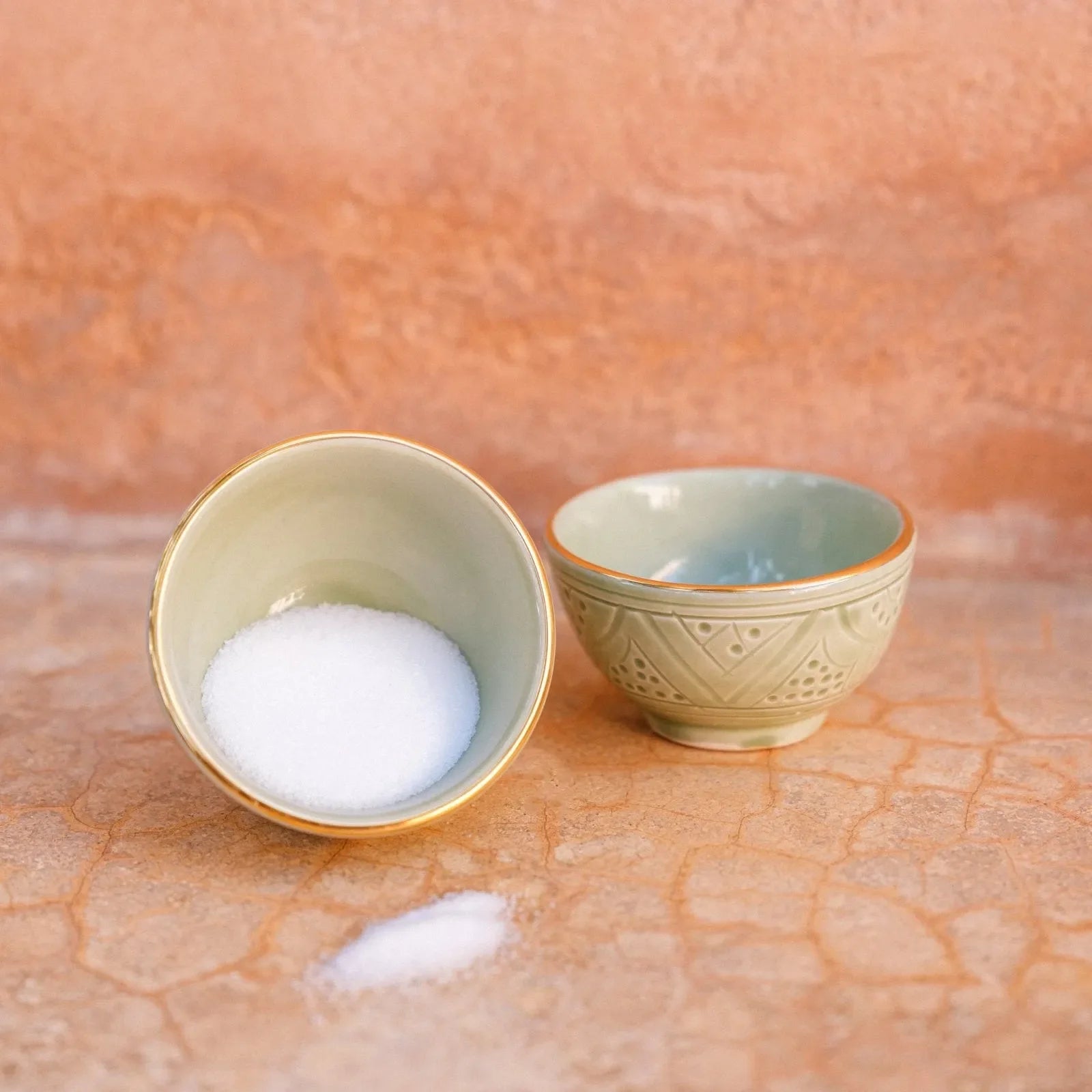2 Mini Snack Bowls - Mint Gold Imprint