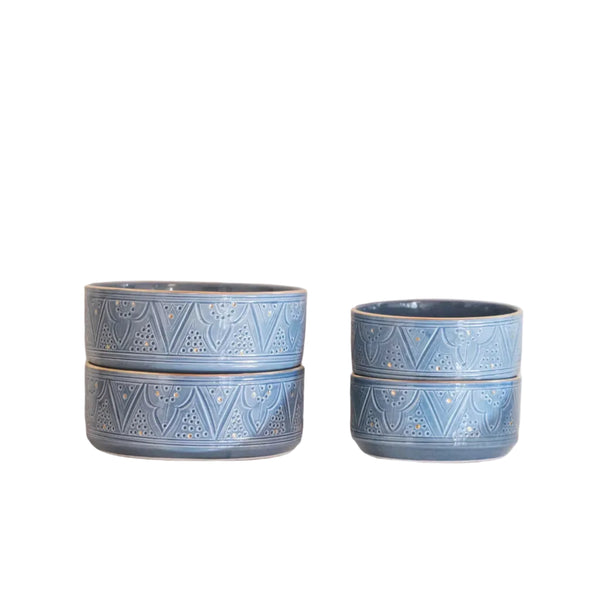 Straight Serving Plate - Blue Stone Gold Imprint