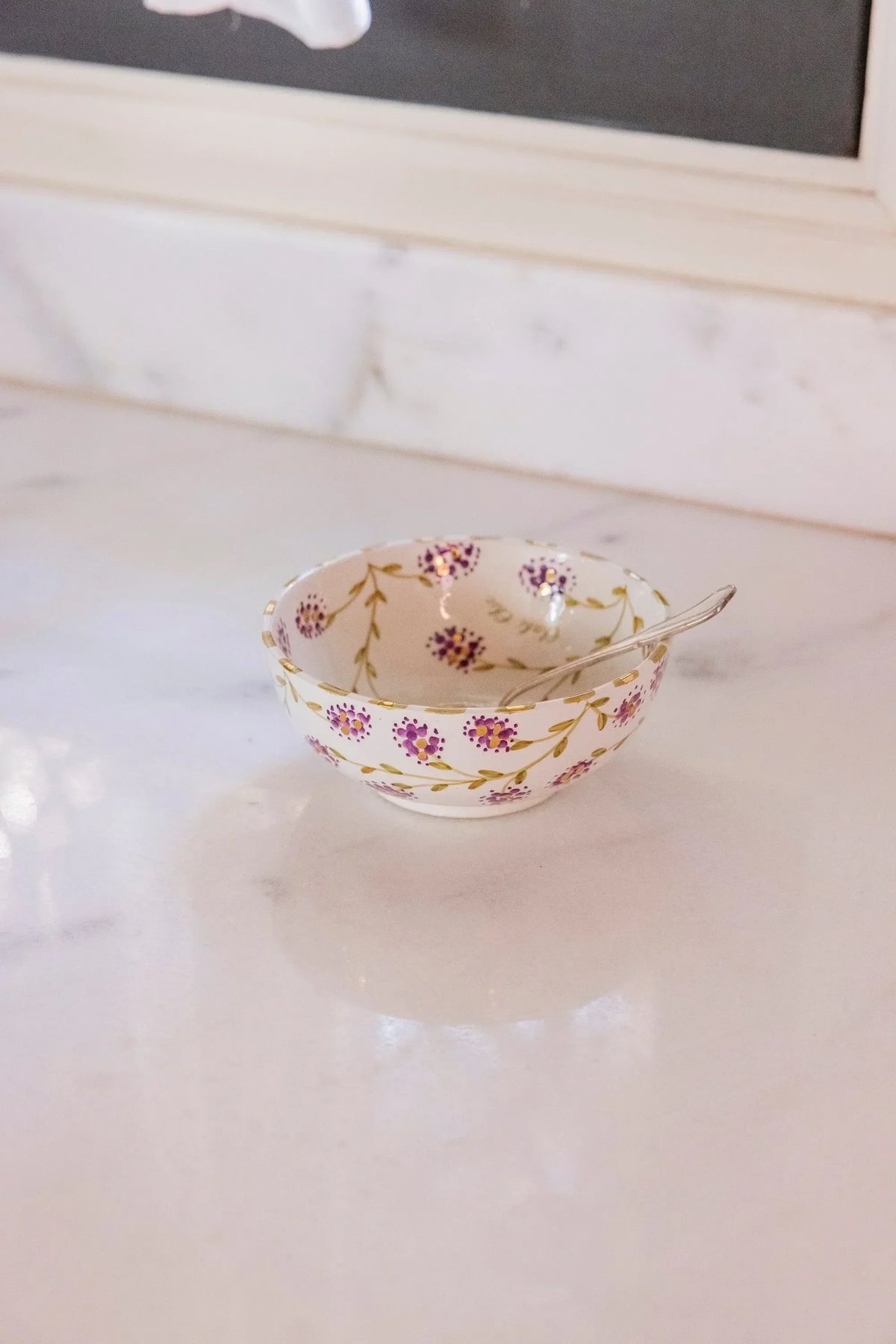 Shallow Bowl - Iris Gold Flower