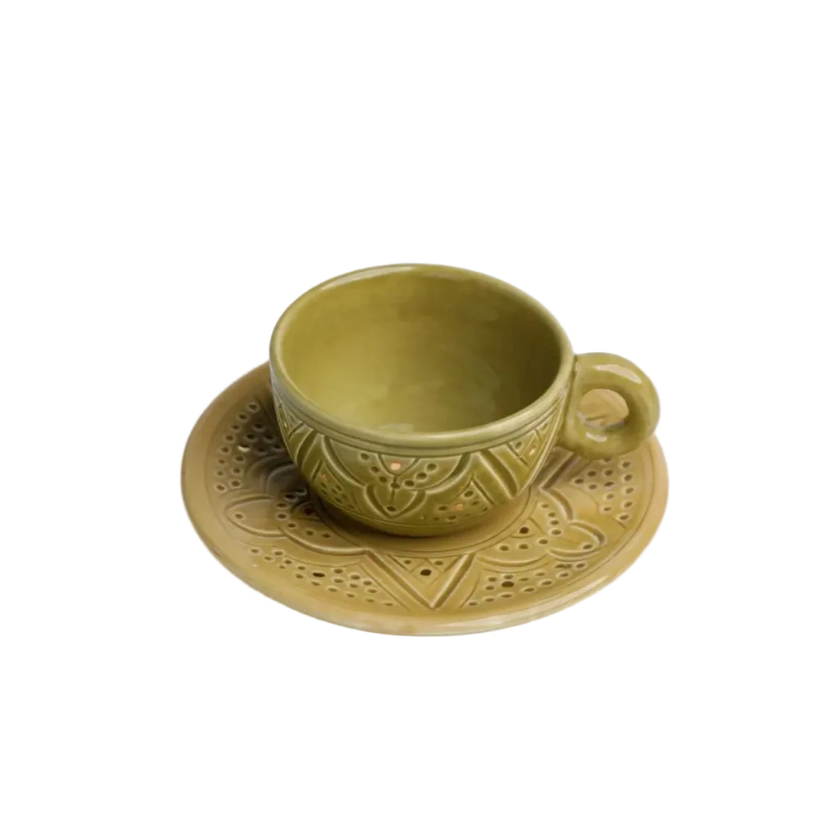 Cup and Saucer - Khaki Gold Imprint