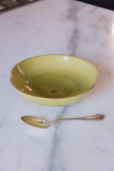 Shallow Salad Bowl - Khaki Gold Imprint