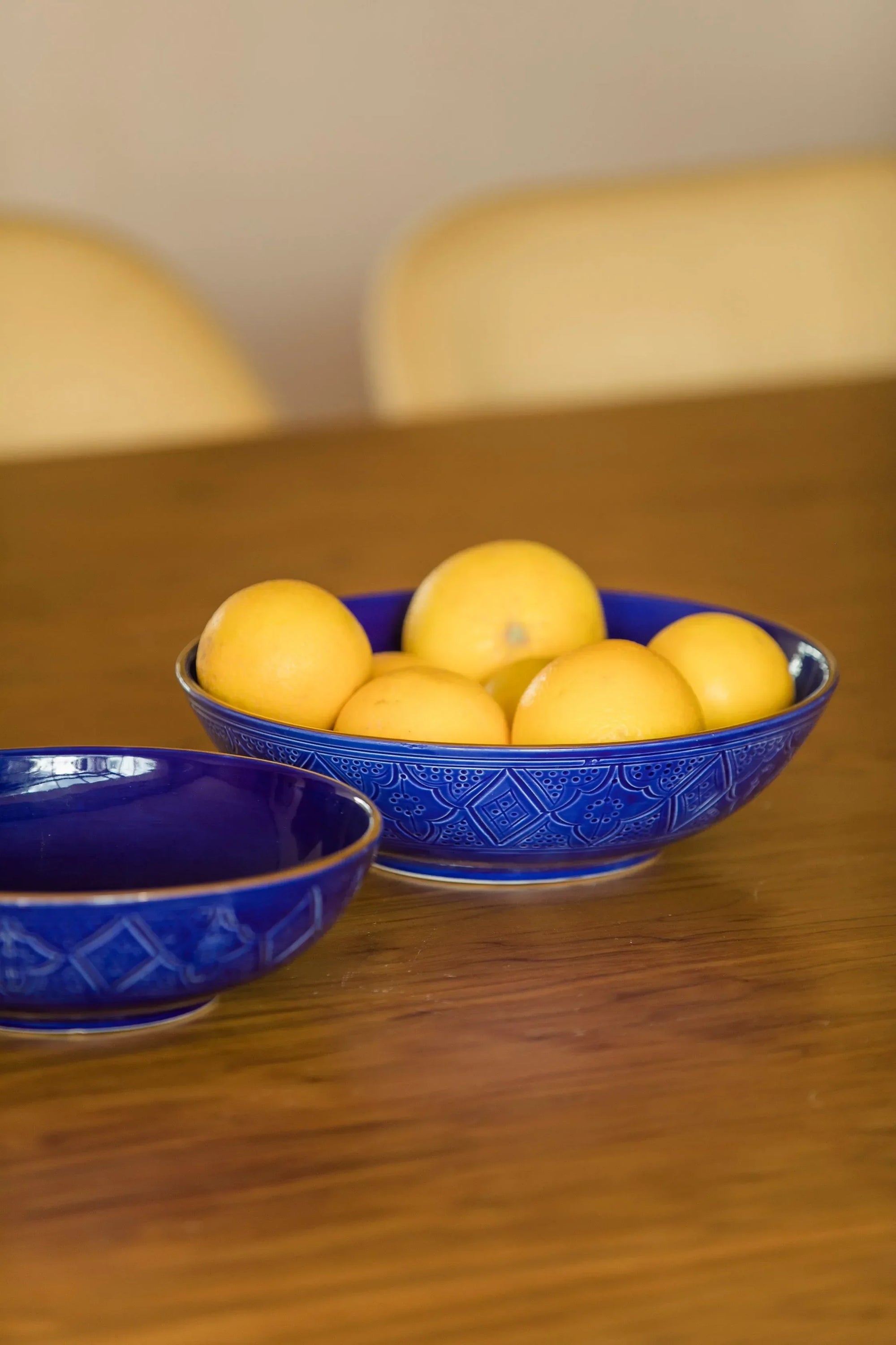 Shallow Salad Bowl - Majorelle Blue Gold Print