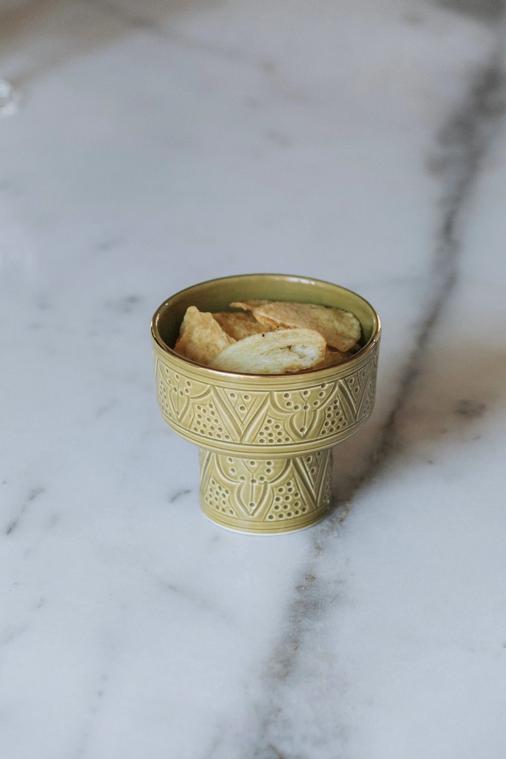 Appetizer Bowl - Khaki Gold Imprint