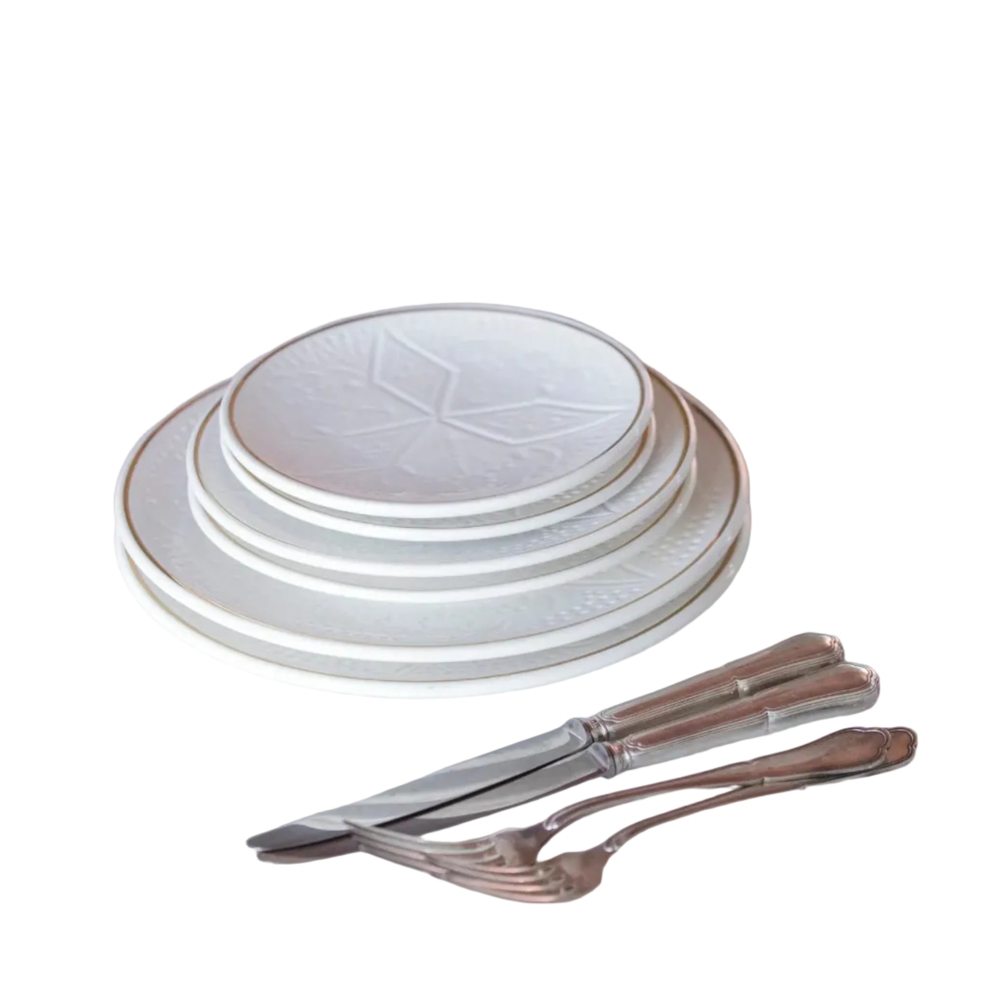 Dinner Plate - White Gold Imprint
