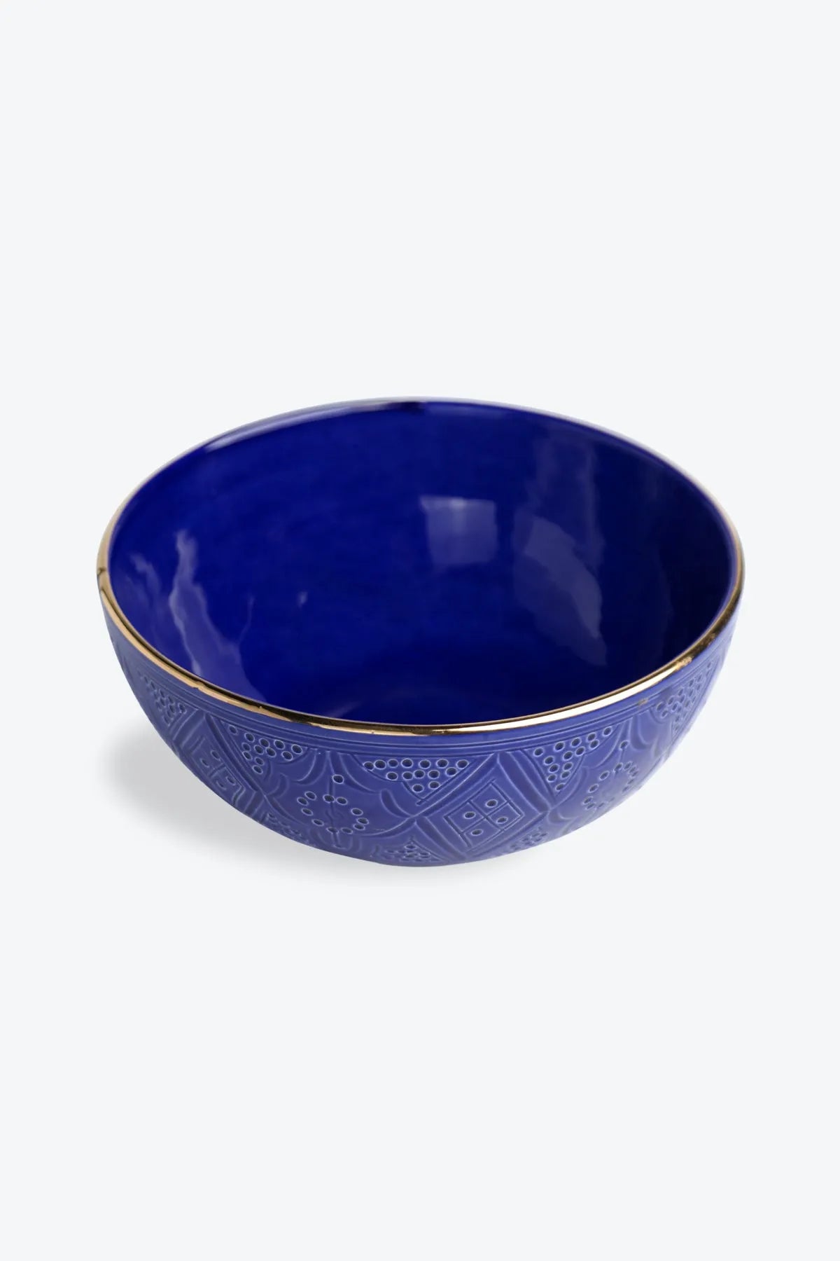 Round Salad Bowl - Majorelle Blue Gold Imprint