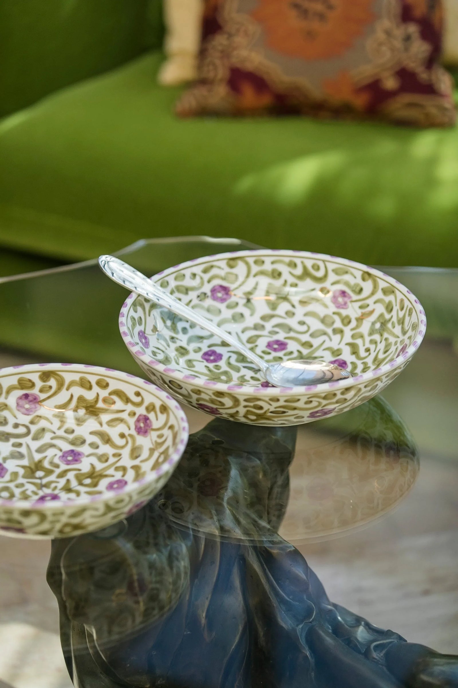 Shallow Salad Bowl - Iris Gold Flower
