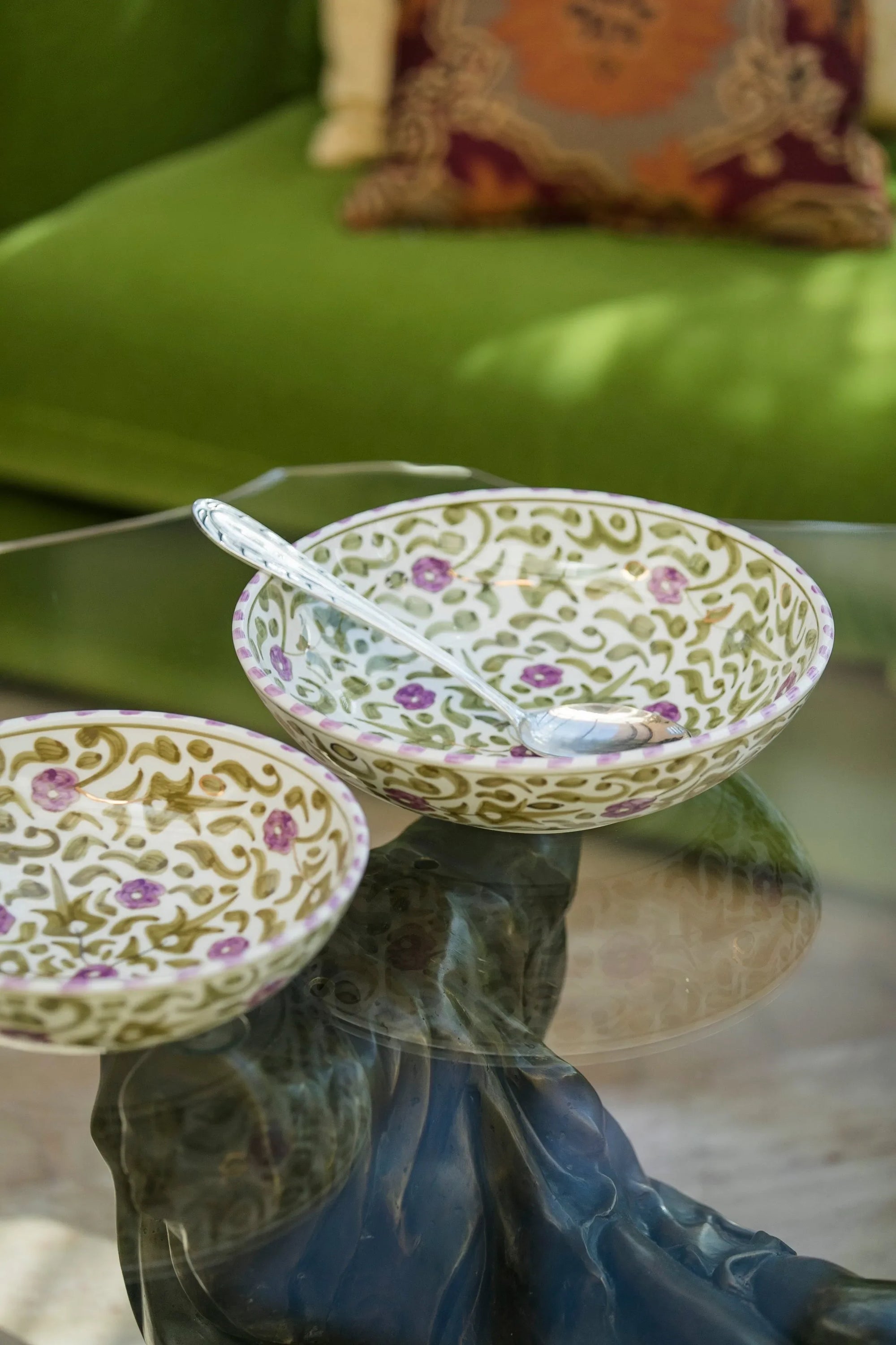 Shallow Salad Bowl - Iris Gold Flower