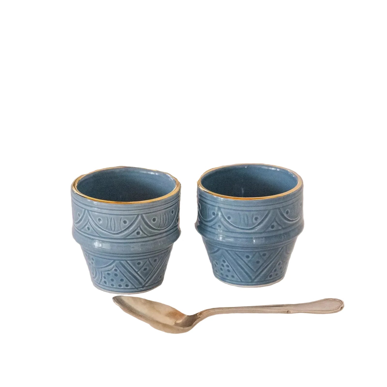 Small Coffee Cup - Blue Stone Gold Imprint