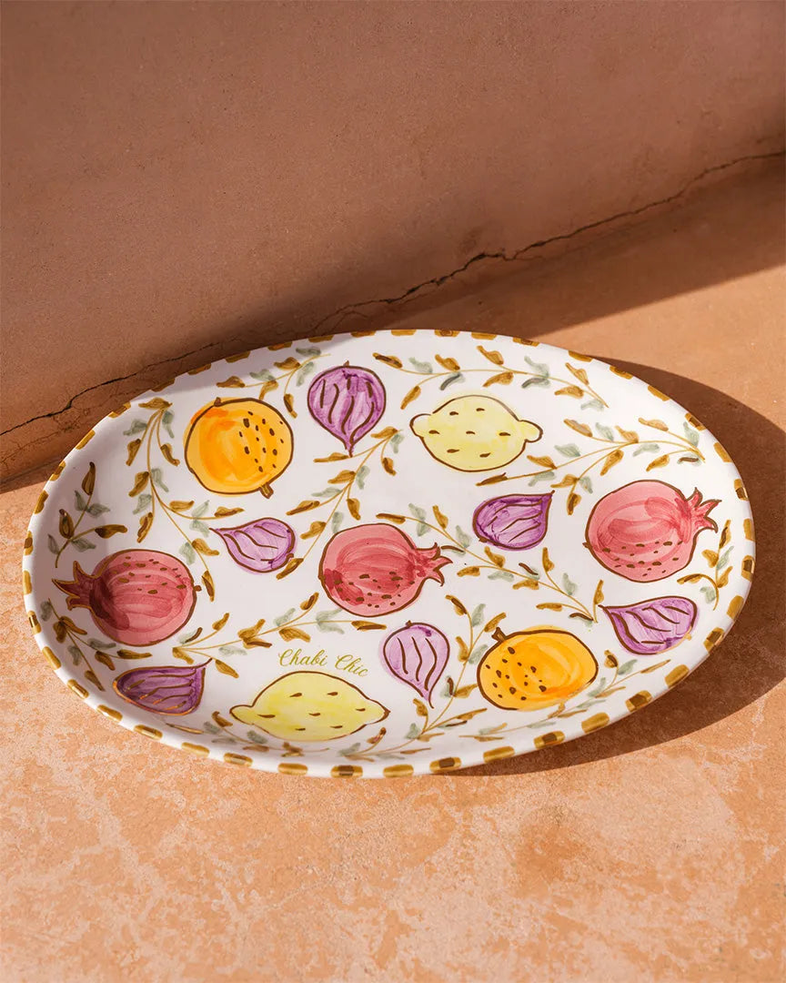 Large Oval Plate - Tutti Frutti Gold