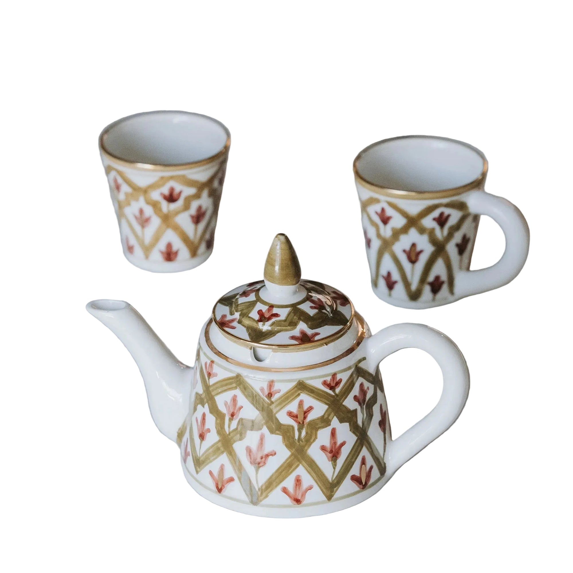 Teapot - Khaki Aubergine Gold