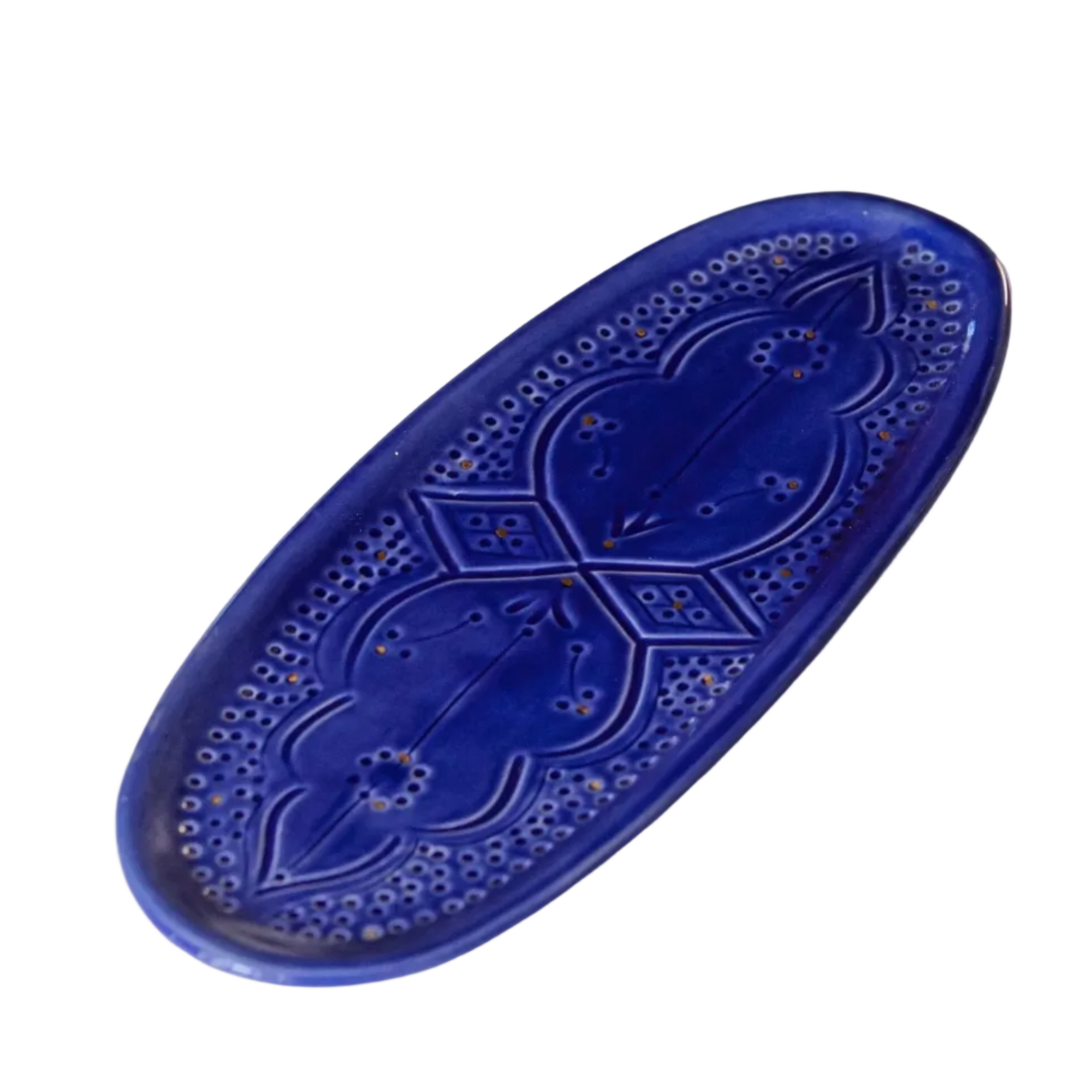 Oval Tray - Majorelle Blue Gold Print