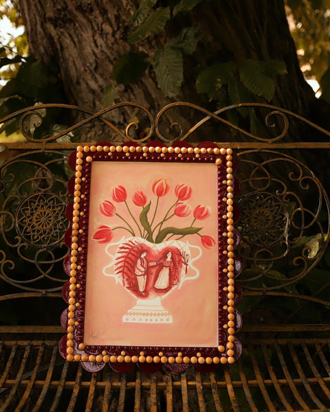 Burgundy & Natural Wood Layered Frame
