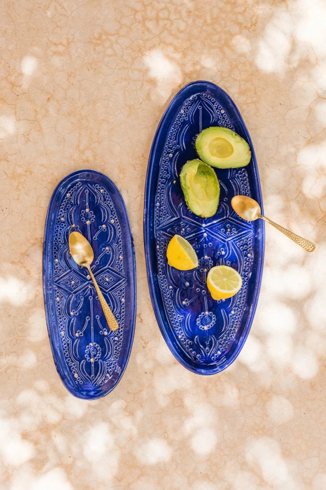 Oval Tray - Majorelle Blue Gold Print