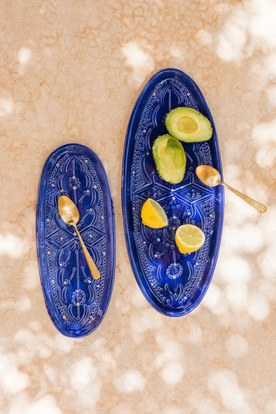 Oval Tray - Majorelle Blue Gold Print