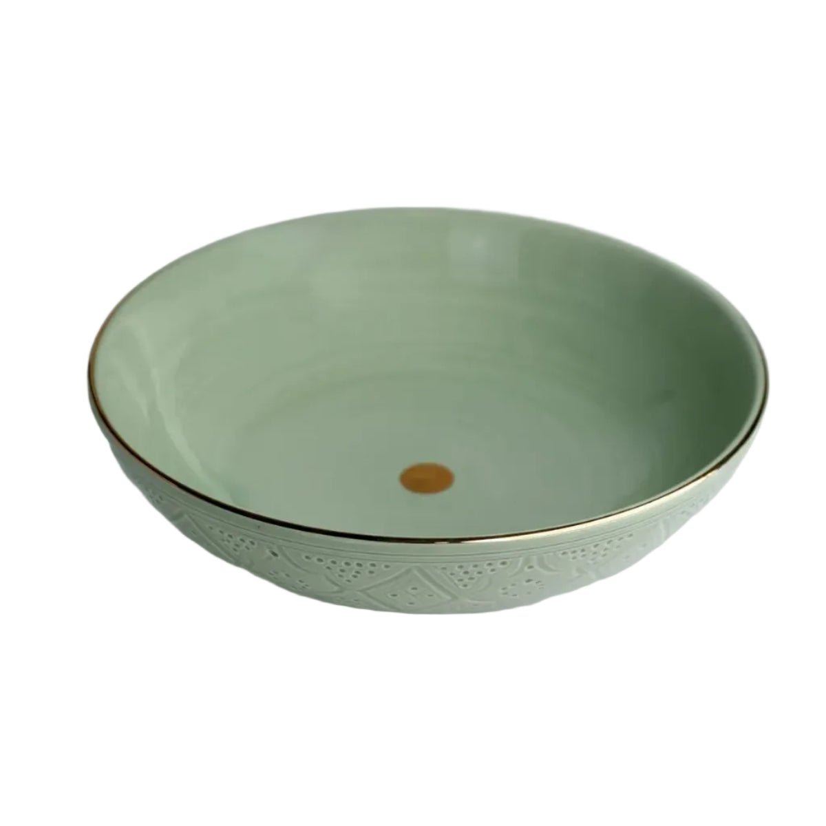 Shallow Salad Bowl - Mint Gold Imprint