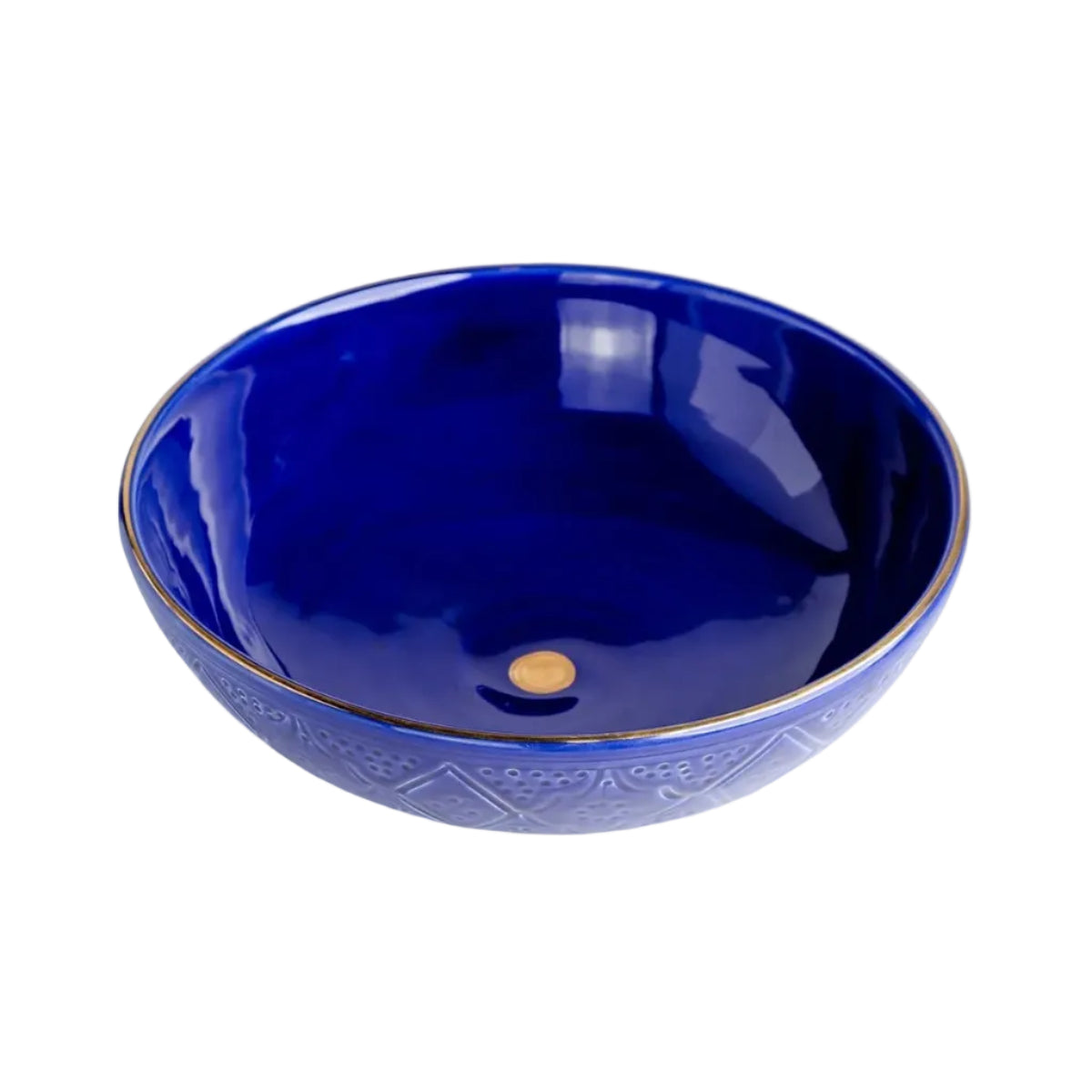 Shallow Salad Bowl - Majorelle Blue Gold Print
