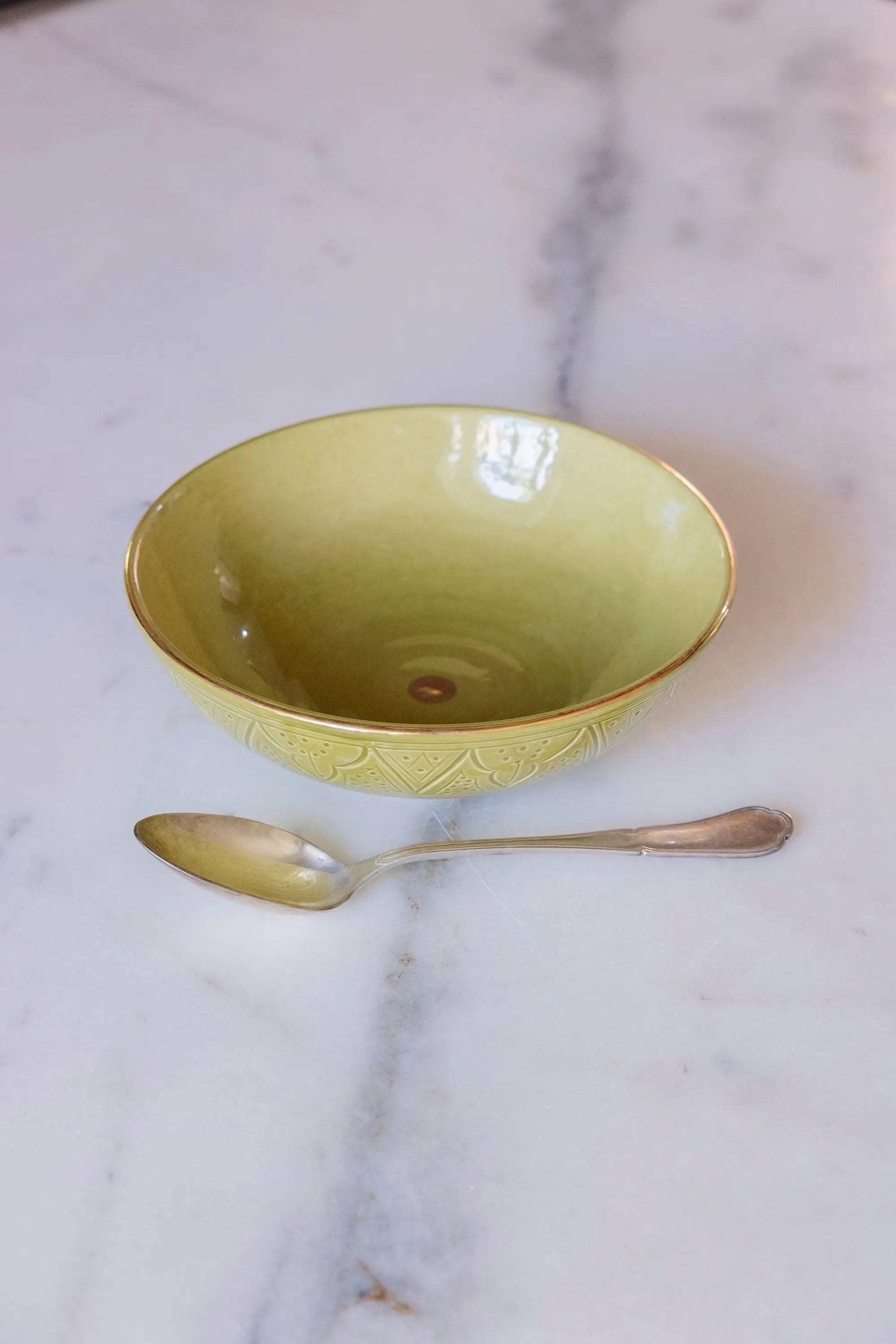 Shallow Salad Bowl - Khaki Gold Imprint