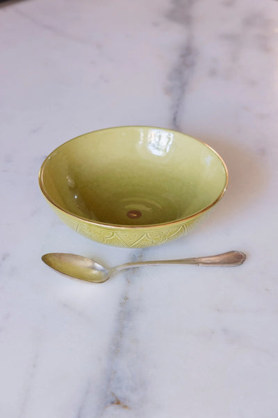 Shallow Salad Bowl - Khaki Gold Imprint