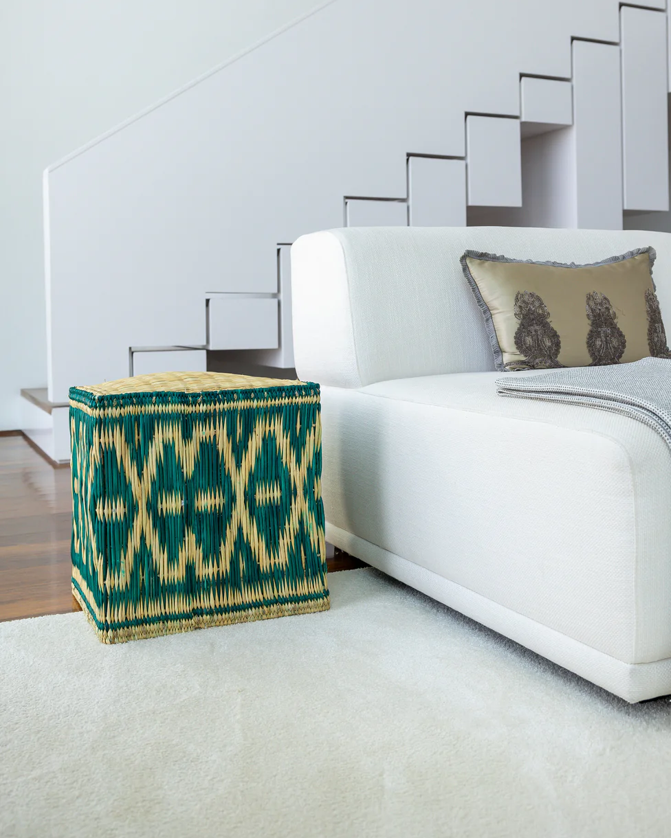 Green Woven Stool