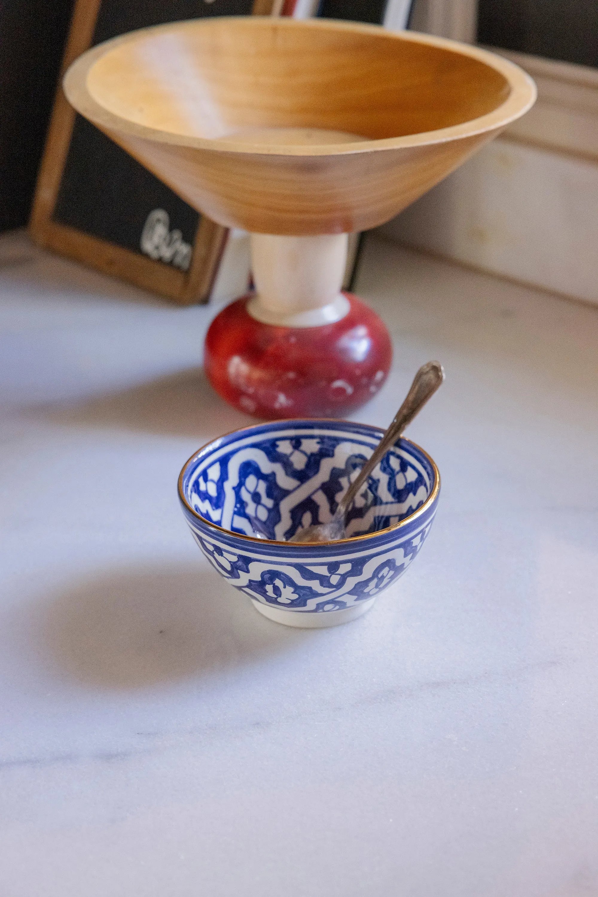 Round Bowl and Salad Bowl - Fassia Blue Majorelle Gold