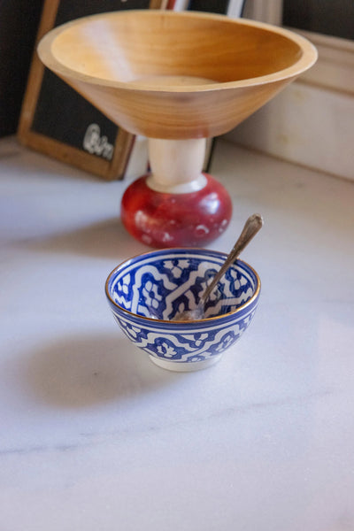 Round Bowl and Salad Bowl - Fassia Blue Majorelle Gold