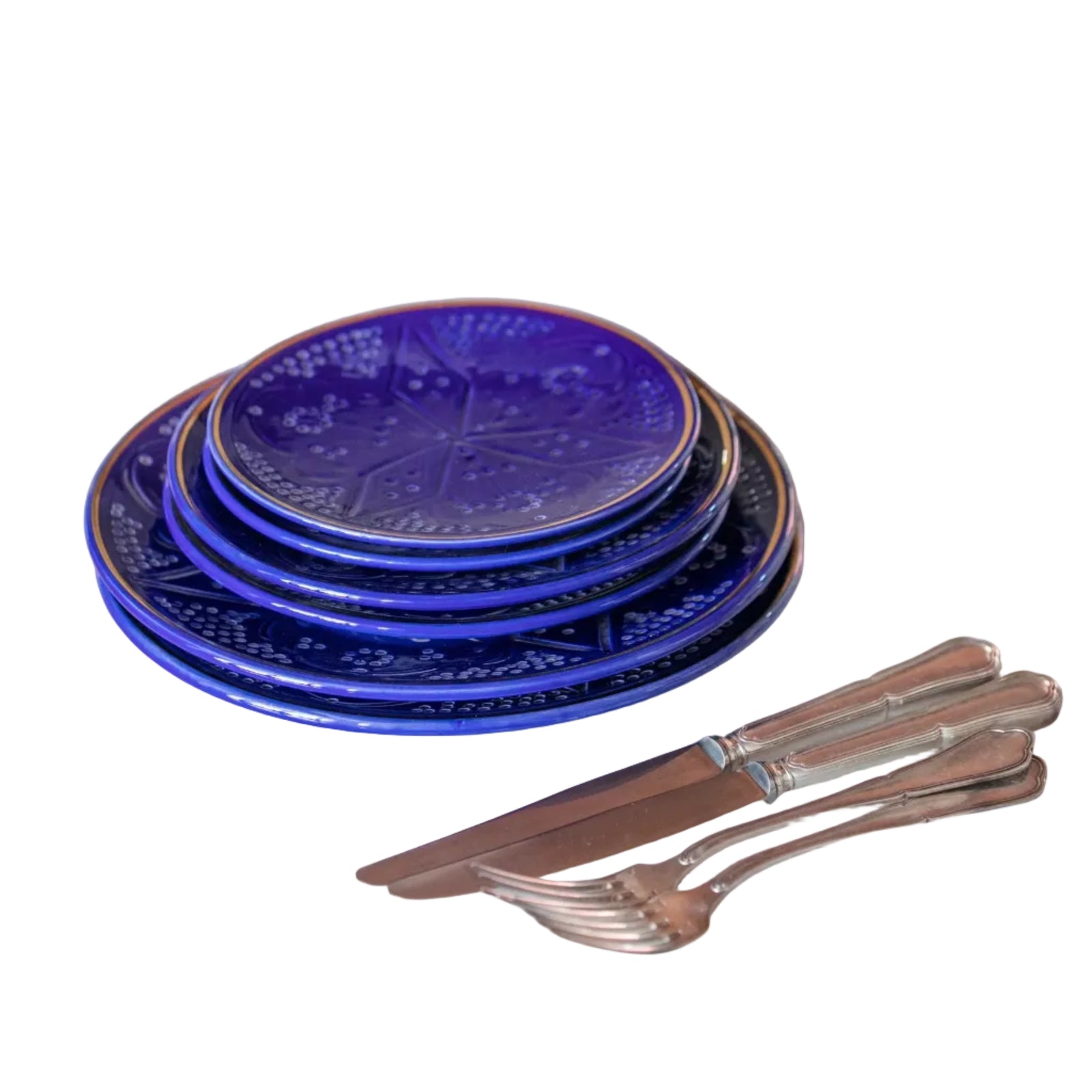 Dinner Plate - Majorelle Blue Gold Imprint