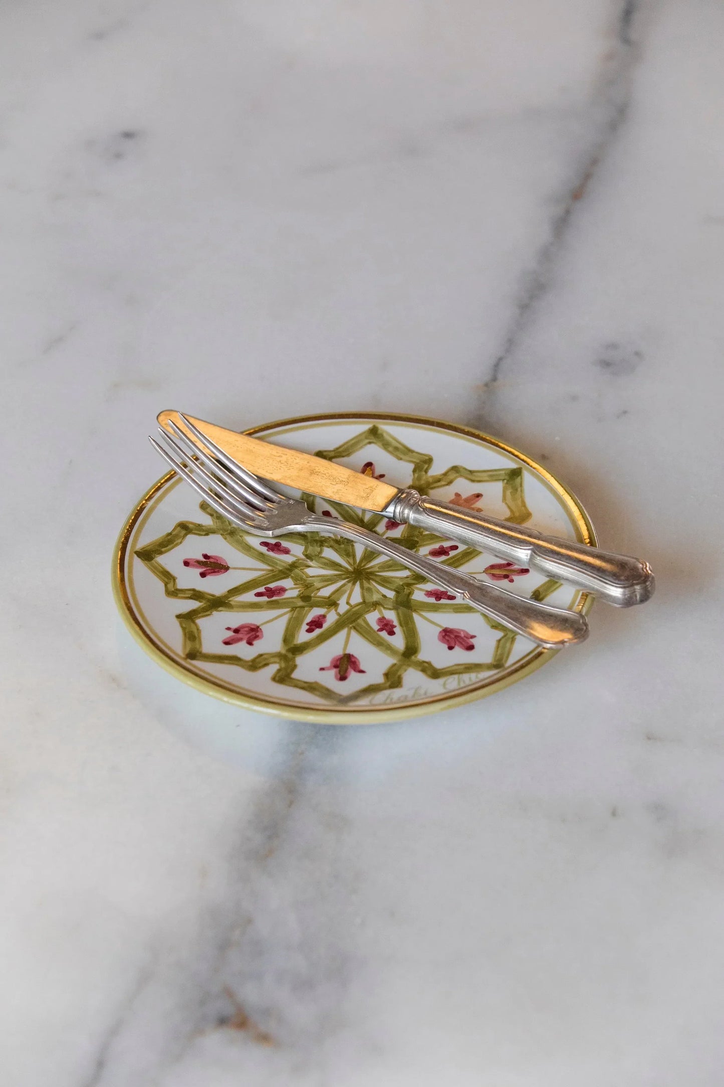 Dinner Plate - Khaki Aubergine Gold