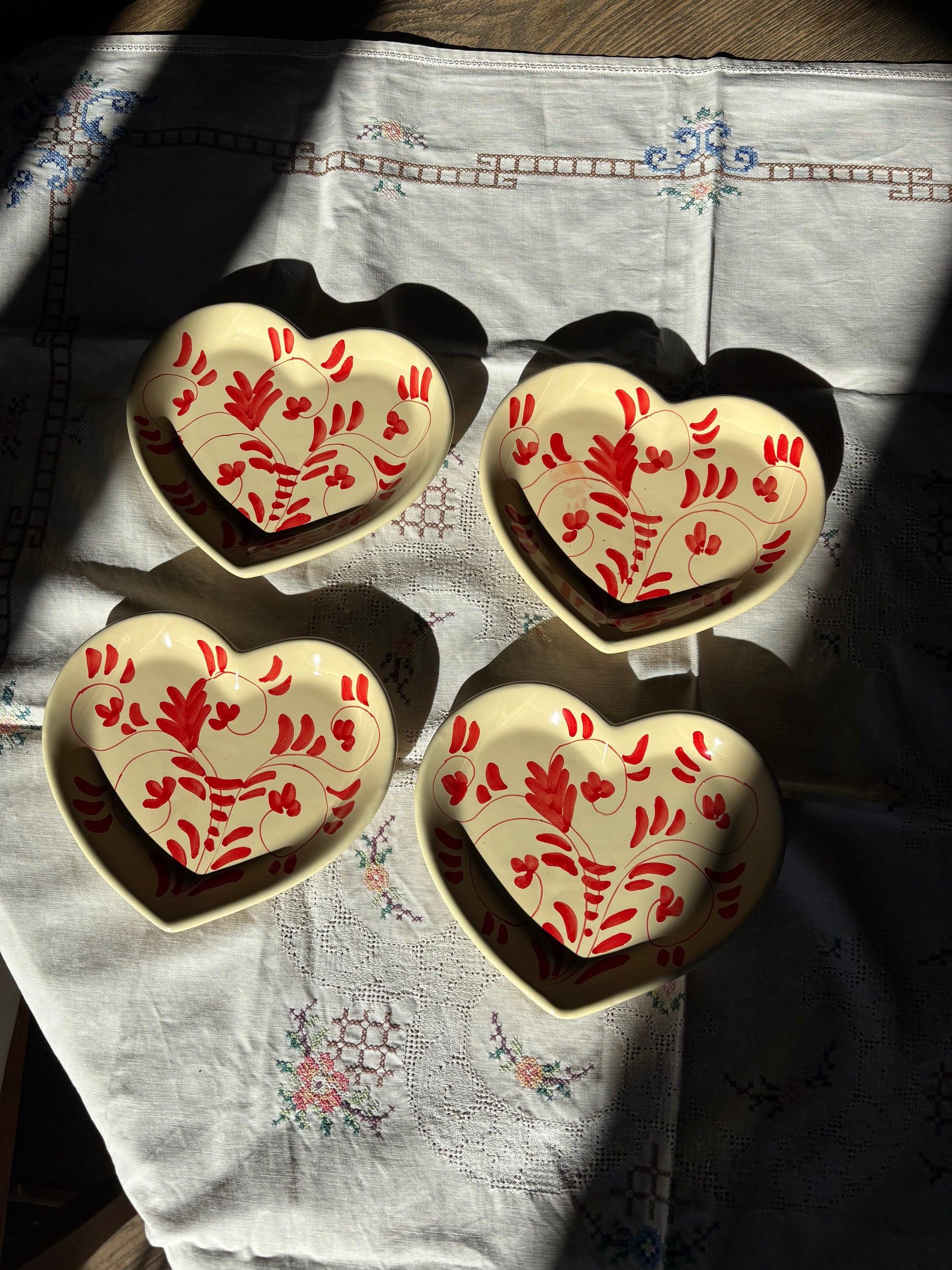 Heart Shaped Pastry Plates set of 4