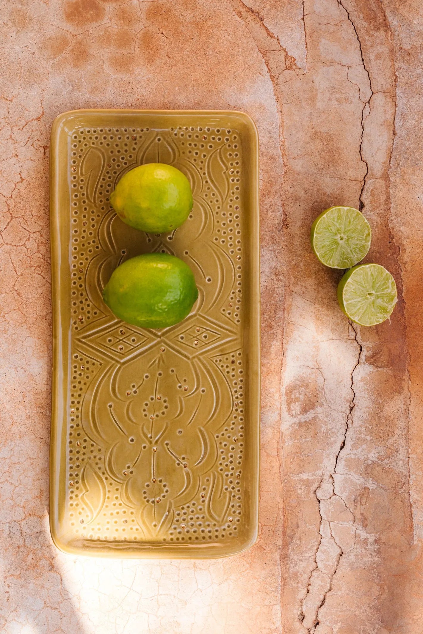 Long Rectangular Tray - Khaki Gold Imprint