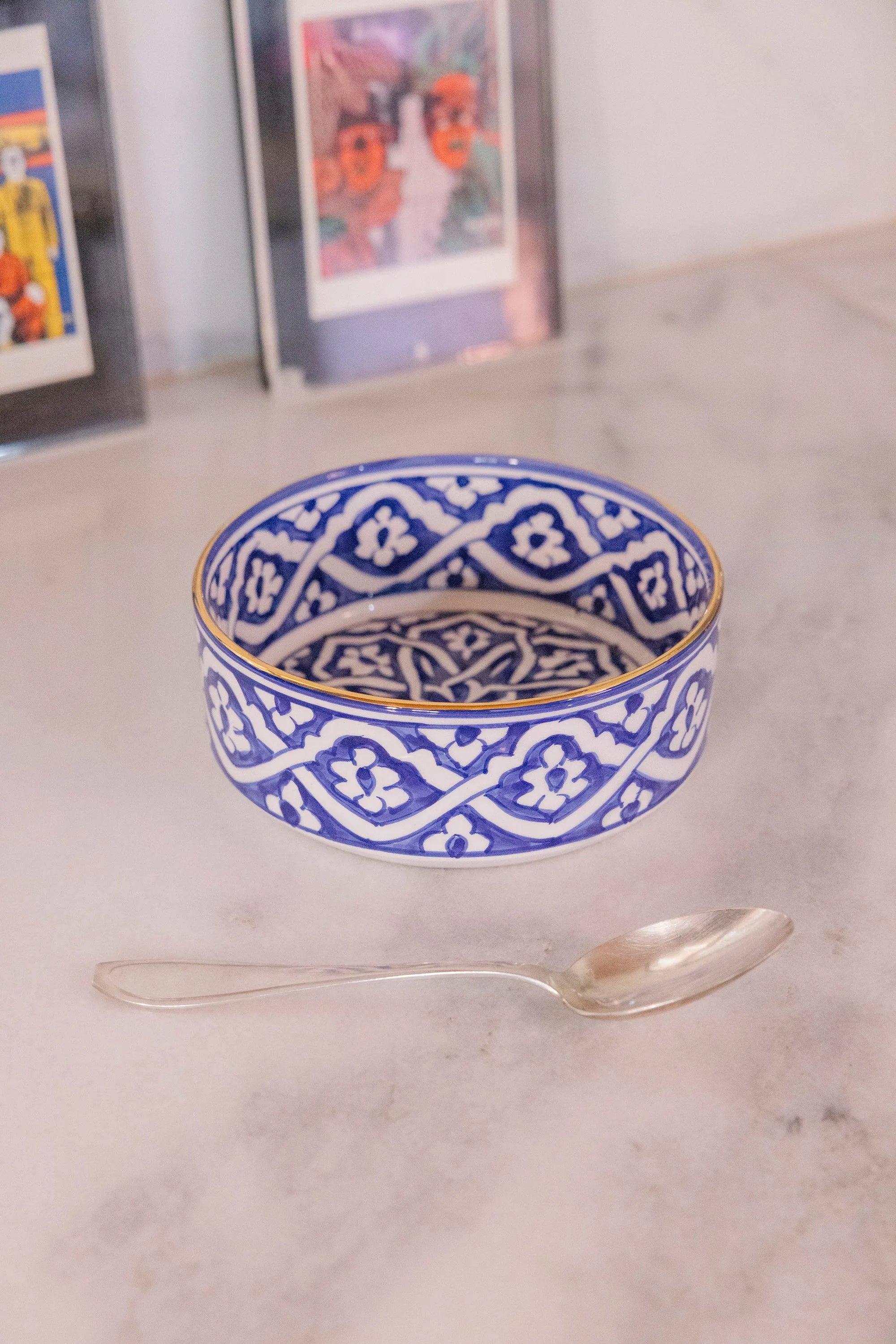 Straight Serving Plate - Fassia Blue Majorelle Gold