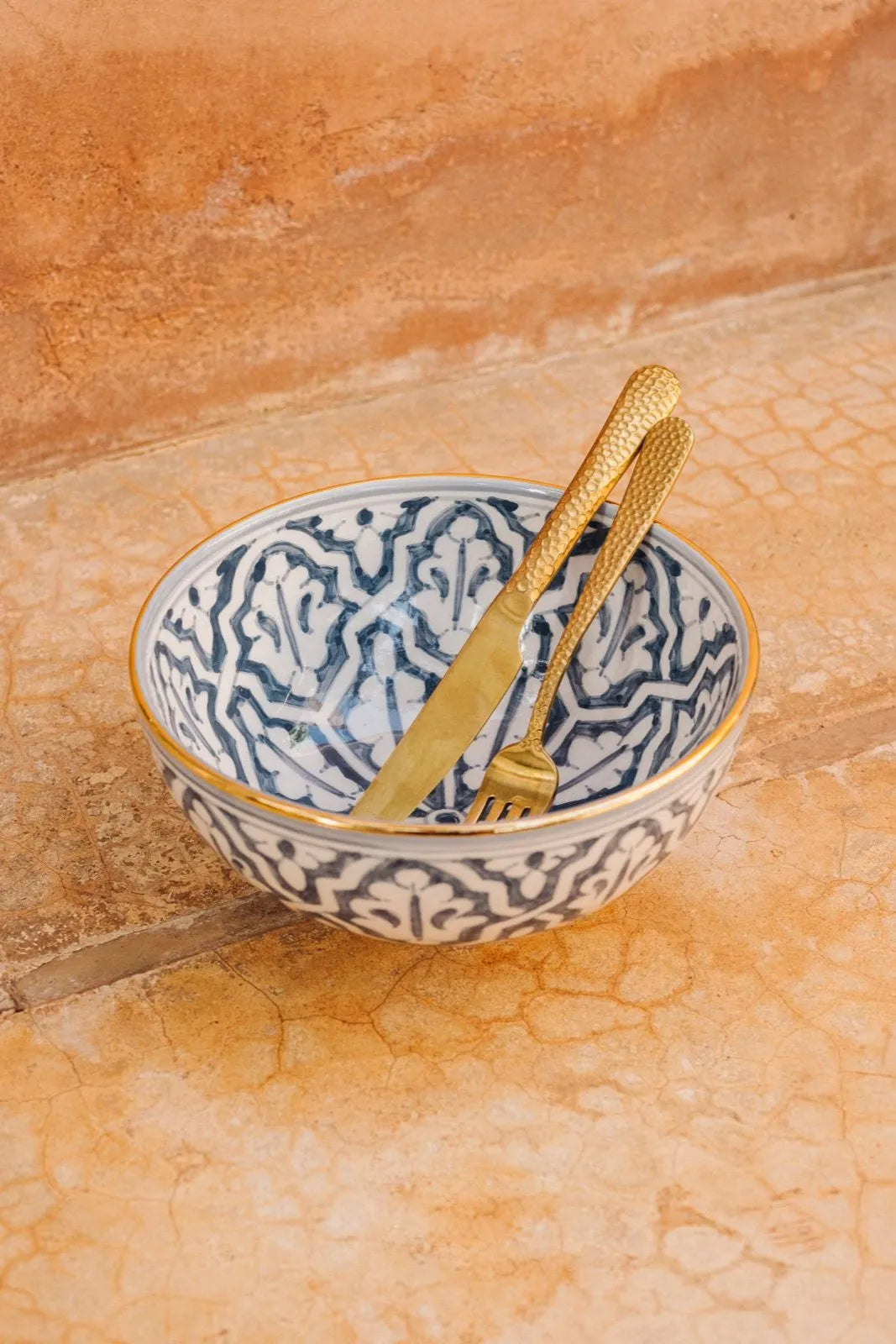 Round Bowl and Salad Bowl - Fassia Blue Stone Gold