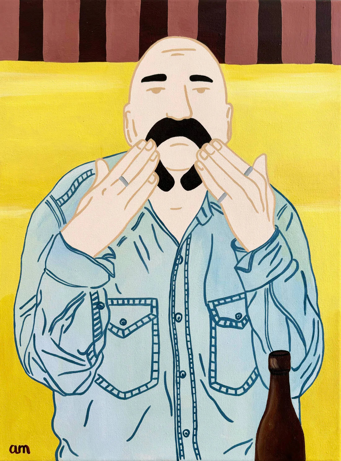 I May Be Bald, but Look at My Cool Mustache! Print