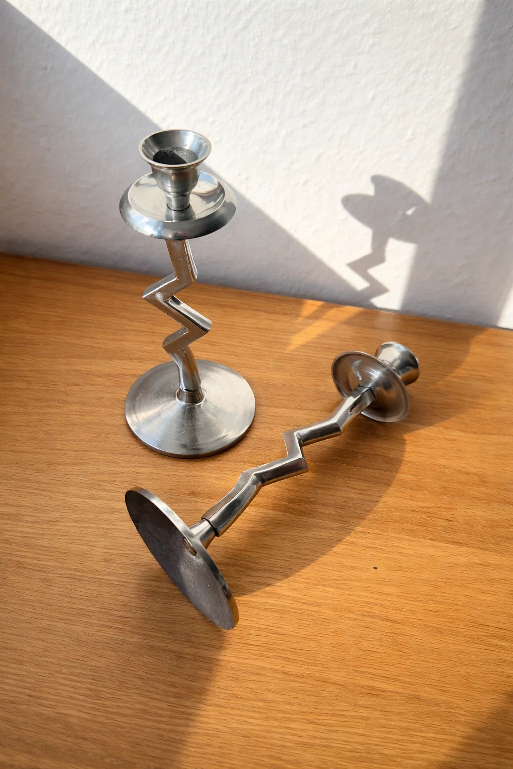 Set of 2 Vintage Zigzag Candleholders