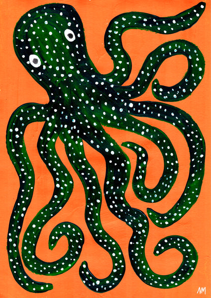 Green Octopus Print