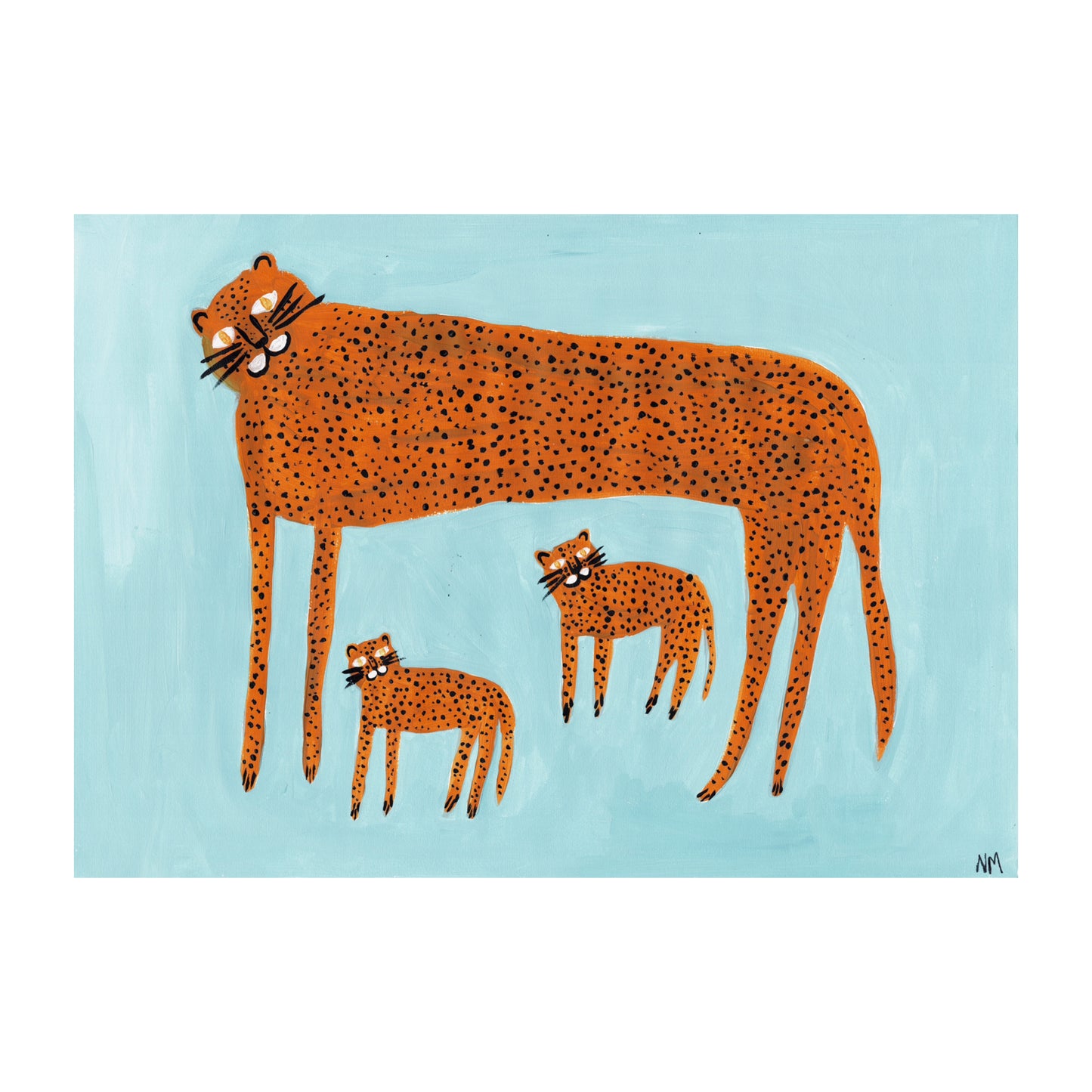 Leopard Mother on Blue Print