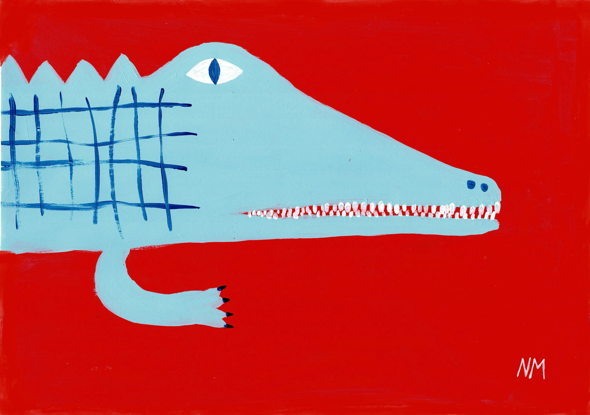 Blue Crocodile Print
