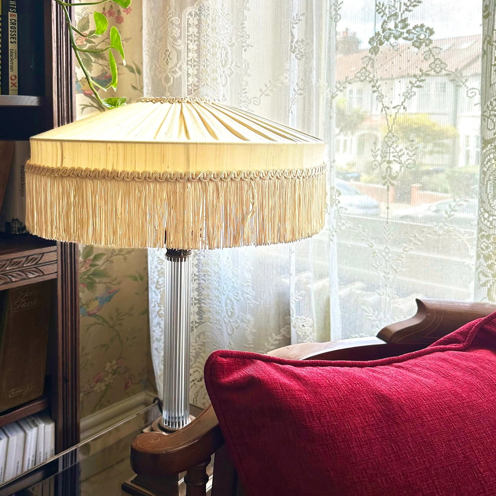 The Peggy Silk Fringed Lampshade - Ivory