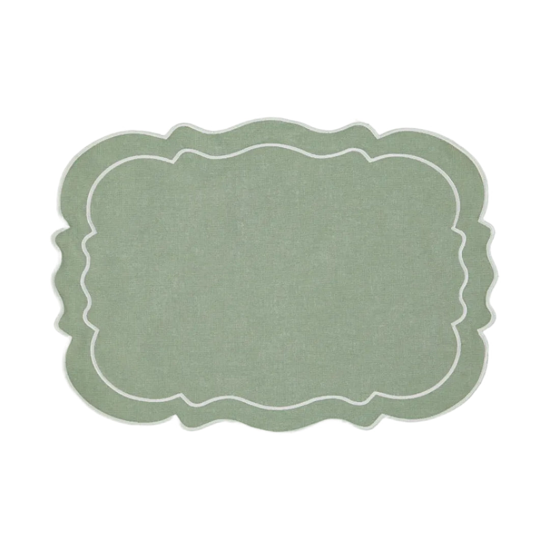 Clou Placemat, Green and White