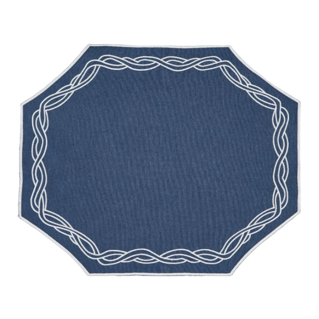Corda Placemat, Blue with White