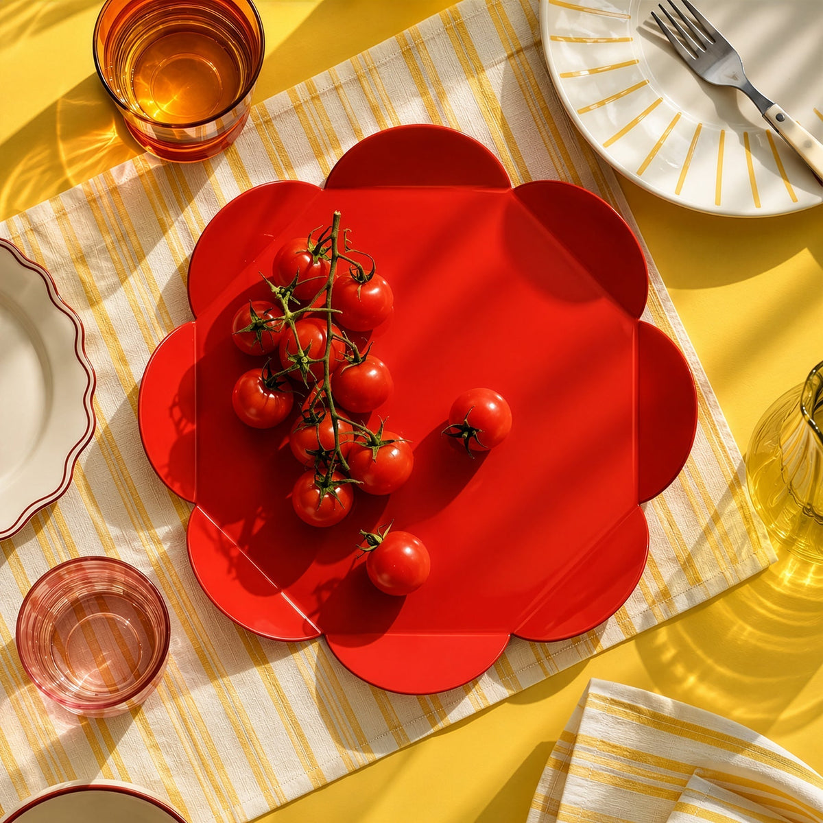 Red Flower Tray