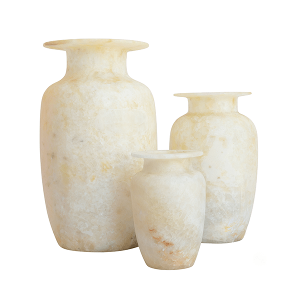 Alabaster Urn Vases, Set of 3