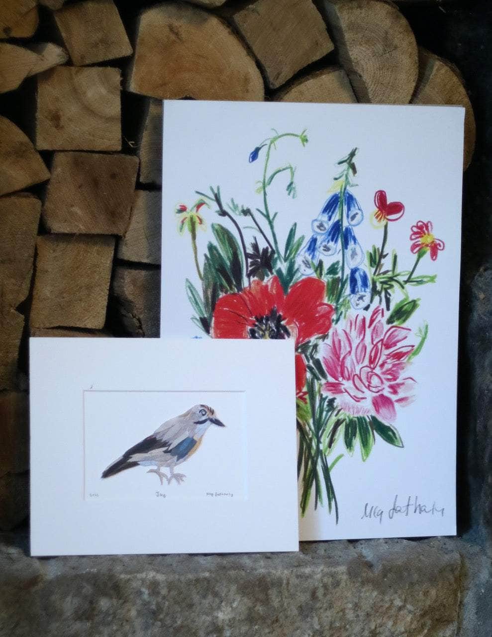 Original Blue Jay Bird Collage Art Piece