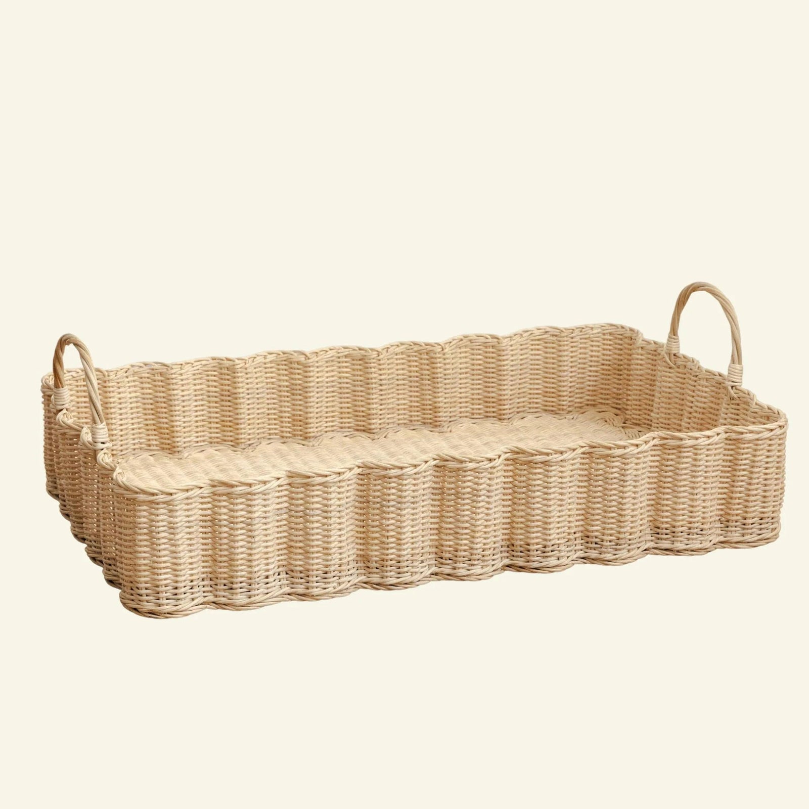 Wave Rattan Tray, Big Natural