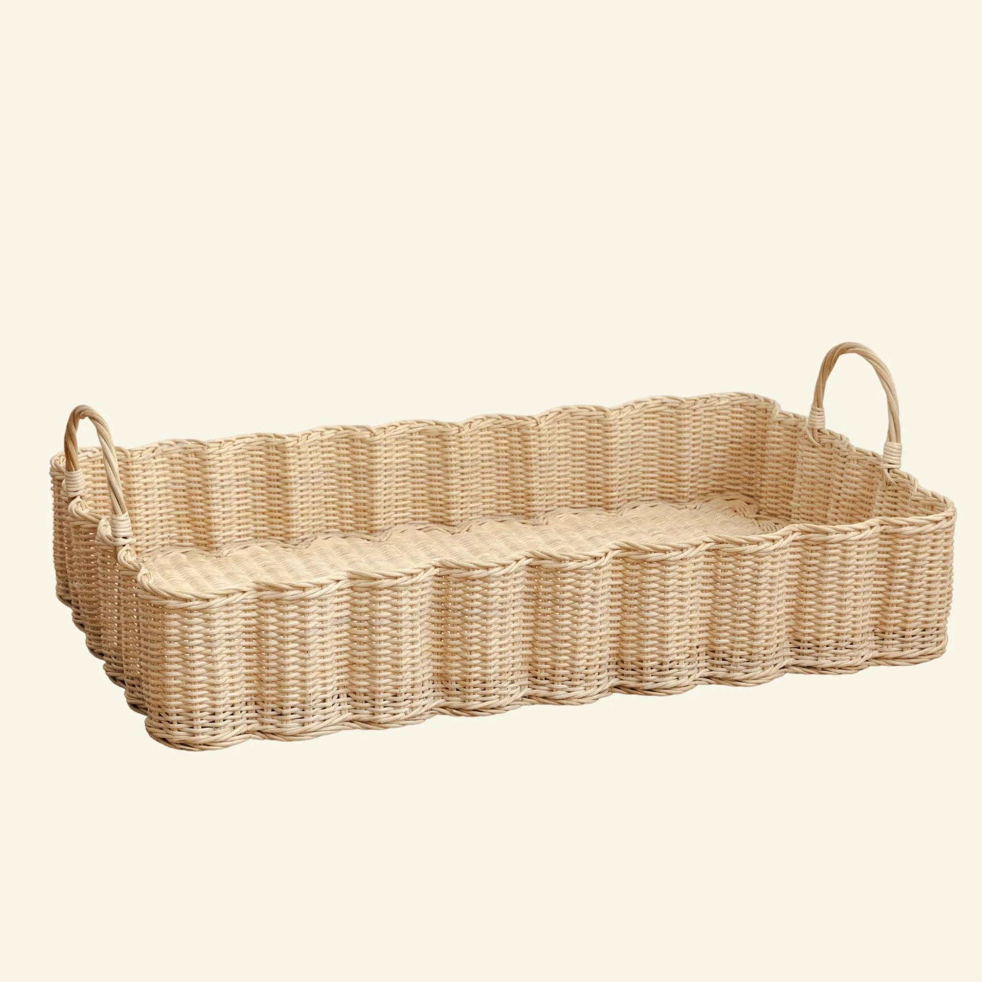 Wave Rattan Tray, Big Natural