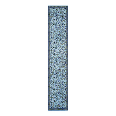 Block printed Jheel table runner in blues and greens