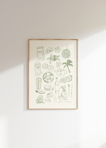 Custom "Favourite Things" Illustration Print