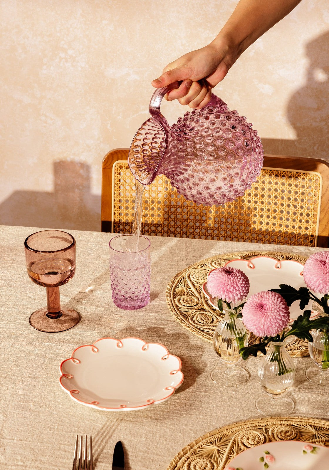 Lilac Hobnail Large Jug 2L