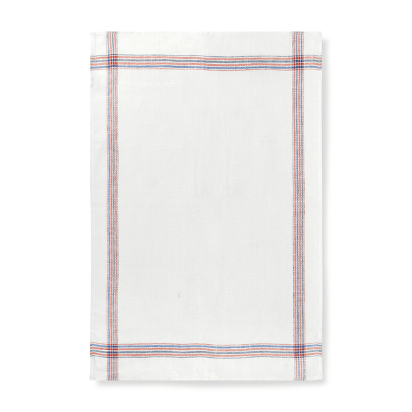 Set of 3 Varied Kitchen Towels in French Red & Blue