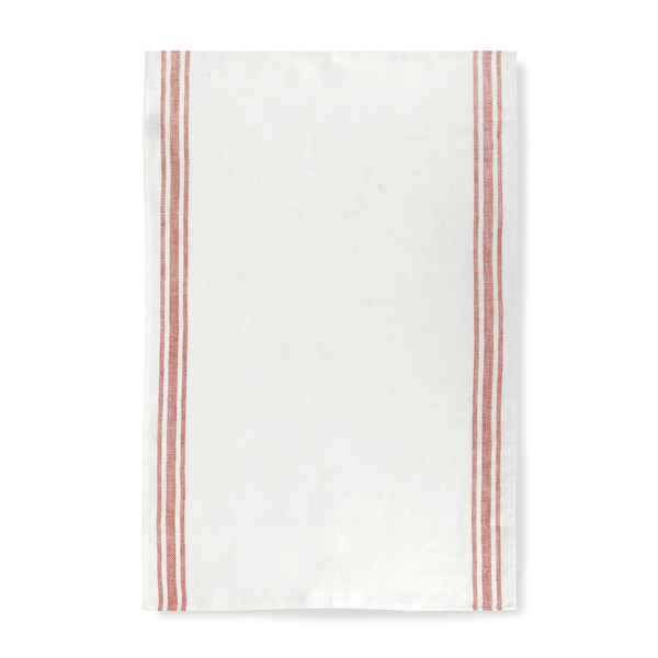 Set of 3 Varied Kitchen Towels in French Red & Blue